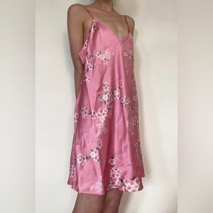 🌸Vintage August Silk Barbie Pink Floral Fairycore Y2K  Mini Slip Dress🌸